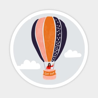 GET LOST funny hot air balloon for travel lovers and adventurers Magnet